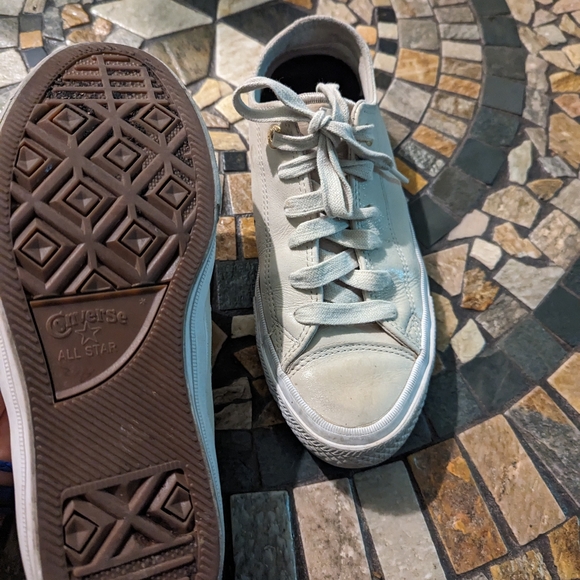 Beige leather converse - Picture 4 of 5